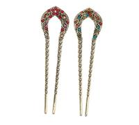 Healvian Fermaglio Vintage Per Chioma a Coda Di Rondine Strass, Set Da 2 Bastoncini Doppio Stelo, Accessori Eleganti Per Matrimoni, Feste e Concorsi Di Bellezza