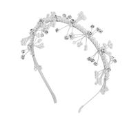Healvian Flower Girl Headband Lightweight Faux Pearl Birthday Crown For Elegant Wedding Hair Accessories Comfortable Fit For First Communion And Party