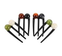 Healvian Forcine Per Chignon a Forma Di u 4 Pezzi Perline Verdi, Bianche e Nere, Bastoncini Cinesi Per Acconciature Vintage Da Donna, Accessori Per Chioma Eleganti Per Feste e Uso Quotidiano