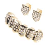 Healvian Grills Dentali in Rame Color Oro per Halloween, Accessorio Unico e Stiloso, Resistente e Facile da Indossare per Costume di Vampiro e Cosplay