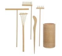 Healvian Kit di Rastrelli Zen per Giardino in Bambù Vari Strumenti per Creare Immagini e Rilassarsi, Design Unico per Yoga e Ufficio, Accessori Decorativi per Tavolo di Sabbia
