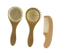 Healvian Kit Spazzola Per Per Neonati - Set Di 3 Spazzole Per Bambini Con Pettine Cuoio Capelluto Morbido Per Neonati Ideale Per L'ora Del Bagnetto