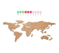 Healvian Mappa del Mondo in Sughero Autoadesiva da Parete Pannello Decorativo Leggero e Semplice Bacheca Adesiva per Superfici Lisce Design Essenziale per Arredamento Casa