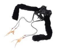 Healvian Maschera Teatrale Lupo Mannaro Nera in Peluche Piuma Sintetica, Design Realistico e Comoda da Indossare per Feste e Fotografia Teatrale
