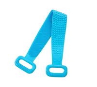 Healvian Nastro doccia in silicone blu esfoliante spazzola per il corpo con manico lungo che non danneggia la schiena, resistente, con manici per un efficace ritorno sul collo e sulle spalle