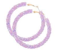 Healvian Orecchini a Cerchio Rotondi Da Donna, Grandi Orecchini a Cerchio Paillettes Viola, Gioielli Per Feste, Compleanni e Uso Quotidiano