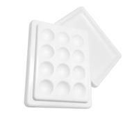 Healvian Paletta per Nail Art in Ceramica Imitazione Bianca con 12 Scomparti e Coperchio, Pratica e Elegante per Decorazioni Unghie Fai da Te