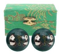 Healvian Palle per Esercizi Manuali Baoding 42Mm in Smalto Cloisonné Verde Panda Set da 2 per Massaggio Palmare e Rafforzamento Mani Portatili per Uso a Casa Ufficio e Viaggio