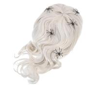 Healvian Parrucca Cosplay Argento Media Lunghezza Sei Ragni, Comoda da Indossare, Accessorio Costume per Feste di Halloween e Carnevali