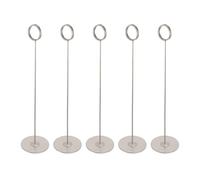 Healvian Porta Segnaposto Matrimonio in Acciaio Inossidabile Argento 5 Pezzi Base Rotonda Supporto Stabile per Menu e Carte da Tavolo per Ristorante e Cerimonie