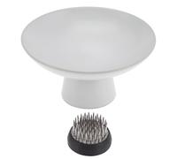 Healvian Porta Spilli a Forma di Fiore in Ceramica Bianca Base in Acciaio Inox 34 CM Strumento per la Disposizione Floreale e Vaso Decorativo per Composizioni Artistiche Accessorio