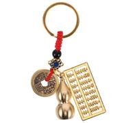 Healvian Portachiavi in Lega Cinese Feng Shui con Miniatura Zucca Aperta e Cinque Monete in Ottone Ciondolo Multifunzionale per Chiave Auto e Accessorio Borsa Design Compatto e