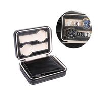 Healvian Portaorologio da Viaggio 4 Scomparti, Custodia Nera in PU | Design Elegante, Interno Imbottito, Separa e Protegge Fino a 4 Orologi, Uso Casa e Viaggio