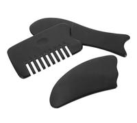 Healvian Raschietti per Massaggio Strumenti per Massaggi Professionali Set 3 Pezzi Forme Triangolare e Pesce in Corno di Bue Nero per Ridurre Affaticamento e Stress Muscolare