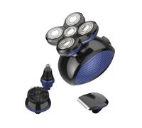 Healvian Rasoio Elettrico Ipx5 5 Lame Flottanti, Testina Rifinitrice, Efficiente e Compatto per Barba e Chioma, Struttura Abs Blu per Uso Quotidiano