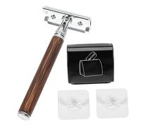 Healvian Rasoio Manuale D'epoca in Stile Vintage Set Supporto, Rasoio Di Sicurezza Portatile Leggero Per La Rasatura Della Barba, Pratico e Sicuro Per Uso Quotidiano in Viaggio