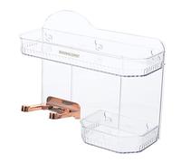 Healvian Scaffale Portaoggetti Per Bagno Da Parete Trasparente Con Cestino e Gancio Per Asciugacapelli, Supporto Organizzatore Senza Foratura, Accessori Per La Casa, Mensola Porta Shampoo e Cosmetici