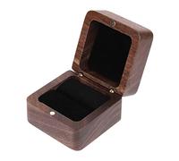 Healvian Scatola Design Semplice e Raffinato Porta Anelli Marrone in Legno Interno Imbottito per Anelli da Matrimonio e Anniversario per Cerimonia Nuziale