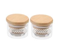 Healvian Set 2 Bicchieri per Lavaggio Pennelli Unghie in Acciaio Inossidabile e Vetro con Coperchio e Separatore Interno, Design Unico per Cura Manicure Professionale