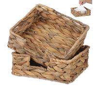 Healvian Set 2 Pezzi Porta Tovaglioli da Tavolo in Vimini Intrecciato Quadrato Resistente e Non Facile da Rompere per Party e Pranzi Stile Rustico e Trama Delicata