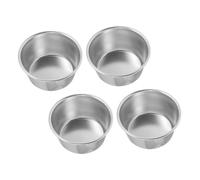 Healvian Set 4 Pezzi Teglie Rotonde per Torta in Acciaio al Carbonio Argento, Resistente ad Alte Temperature, Versatile per Dolci e Muffin, per Home Baking