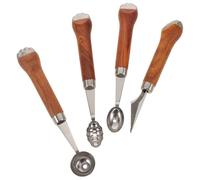 Healvian Set 4 Utensili per Intagliare Frutta con Cucchiaio Rotondo in Acciaio Inox e Manico in Legno a Zampa di Gatto Scavino per Melone e Anguria per Cucina Picnic e Dessert
