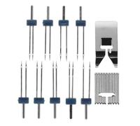 Healvian Set Aghi Doppi Elastici con Piedino Premistoffa a 9 Scanalature per Macchina da Cucire Domestica, Accessorio Infila Ago per Cucito Preciso e Resistente, per Tessuti Spessi