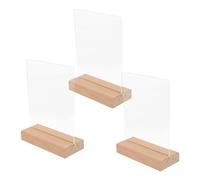 Healvian Set da 3 Supporti per Menu da Tavolo in Materiale Composito Base in Legno, Leggeri e Trasparenti, per Esposizioni in Casa e Fiere Commerciali