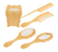Healvian Set Da 5 Pezzi Portaspazzole Vintage Con Specchio, Pettine Per Chioma e Spazzola Piatta Districante, Con Porta Cosmetici Per Organizzare Accessori Hairstyle Per Tutti i Tipi Di Chioma