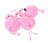 Healvian Set da Bagno Flamingo Loofah 3 Pezzi in Rete con Motivo a Cartoni Animati per E Uso Domestico