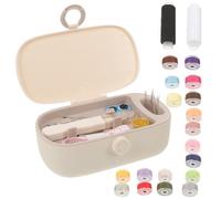 Healvian Set da Cucito Scatola Portaoggetti in Plastica Resistente Kit per Filo e Aghi da Cucito Organizzato Soluzione Portatile Scomparti e Design Minimalista Bianco-Grigio