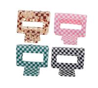 Healvian Set di 4 Mollette per Chioma a Motivo Scacchi in Materiale Sintetico, Eleganti e Resistenti, Clip a Forma di Denti una Tenuta Comoda e Stile Fashion