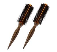 Healvian Spazzole Rotonde Professionali con Setole di Cinghiale, Set da 2 Piccole Spazzole Rotonde Termiche per Chioma Corti con Manico in Legno, Resistenti alle Alte Temperature,