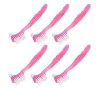 Healvian Spazzolino per Protesi Dentarie Doppia Faccia a Setole Morbide, 6 Pezzi con Impugnatura Ergonomica per Anziani, Strumento per Pulizia Dentiera e Portatile per Uso