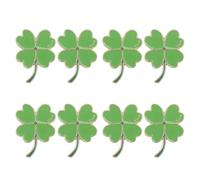 Healvian Spilla a forma di trifoglio da 8 pezzi per donne e ragazze, unisex, vintage, spilla da bavero, decorazione portafortuna, accessori per abiti, gioielli per le vacanze di San Patrizio