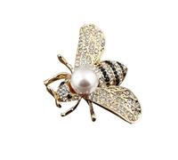 Healvian Spilla Ape 3d Creativa Perla e Strass, Lega Oro, Design Elegante e Bello, per Regali Donna e Occasioni come Compleanni e Feste