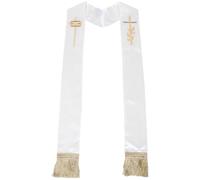 Healvian Stola da messa per clero | Abito talare per sacerdote | Stola per celebrante di matrimonio - Scialle reversibile ricamato con croce e colomba - Scialle da matrimonio per pastore per cerimonie