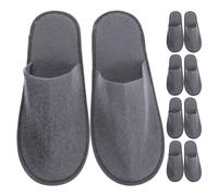 Healvian Zapatillas Viaje - 10 paia di pantofole usa e getta per hotel, pantofole per ospiti, SPA, pantofole per ospiti, grigio chiaro, 28x11x0.8cm