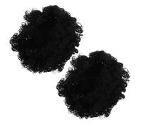 HEANUJJ 2 Pezzi Parrucca Ricci Vibranti Sintetica Resistente al Calore Afro Riccia Naturale Nera per Performance e Cosplay