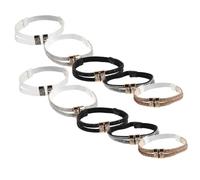 HEANUJJ 5 Paia Lacci Antiscivolo Fissaggio Sicuro e Comodo con Pietre Decorative per Scarpe Elastici e Regolabili in Nero Bianco e Color Oro per Scarpe con Tacco
