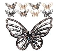 HEANUJJ 9 pezzi farfalle 3D strass applique per borse e zaini, accessori da viaggio con cristalli, ideali per abbigliamento serale e fai da te
