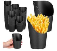 HEANUJJ Bicchieri di Carta Usa e Getta 14oz Nero Apertura Inclinata per Patatine Fritte e Snack, Confezione da 100 Pezzi, per Food Truck e Feste