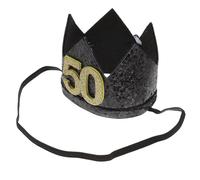 HEANUJJ Cappello a Corona Decorativa Nero Oro per Festa di Compleanno 50 Anni, Accessori per Feste di Compleanno, Copricapo Spesso e Resistente per Eventi Memorabili