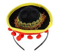 HEANUJJ Cerchietto per Chioma Mini Cappello Messicano Nero Leggero e Resistente per Carnevale e Concerti, Accessorio Creativo e Originale