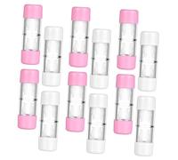 HEANUJJ Contenitore per Lenti a Contatto Rigide Rgp 12 Pezzi in Plastica Rosa e Bianco Scomparti Separati e Tazza Profonda, Resistente alle Perdite per Uso Quotidiano e Viaggi