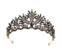 HEANUJJ Corona Vintage Barocca per Sposa in Lega Nera, Accessorio Chioma Elegante e Facile da Indossare per Feste e Cerimonie Romantiche