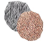 HEANUJJ Cuffia da Doccia Doppio Strato Riutilizzabile Elastico, Cuffia da Bagno Elastica per Chioma Lunghi e Ricci, Set 2 Pezzi Leopardato e Zebra, Adatta per Uomo e Donna