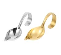 HEANUJJ Design in Inossidabile Manico Curvo Set 2 Cucchiai e Pulizia Facile per Condimenti e Salse per Buffet e Eventi Catering