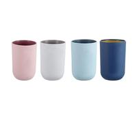 HEANUJJ Set 4 Pezzi Tazze Tumbler in Plastica per Bagno, Bicchiere Portaspazzolino e Collutorio, Design Semplice e Multiuso per Lavarsi i Denti e Bevande, Accessori Bagno Colore Casuale