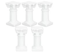 HEANUJJ Set di 5 Mini Colonne Romane in Resina Bianca, Statue Decorative Classiche Design Intagliato Delicato, Come Decorazioni per Tavoli da caffè e Matrimoni